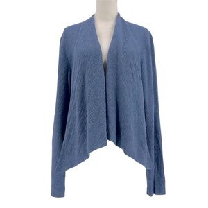Eileen Fisher Open Cardigan Blue‎ Wool Waterfall Style Size Medium
